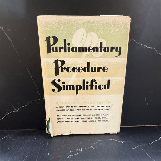 parliamentary procedure simplified book, by melanie f. menderson, 1959 Hardcover image 1