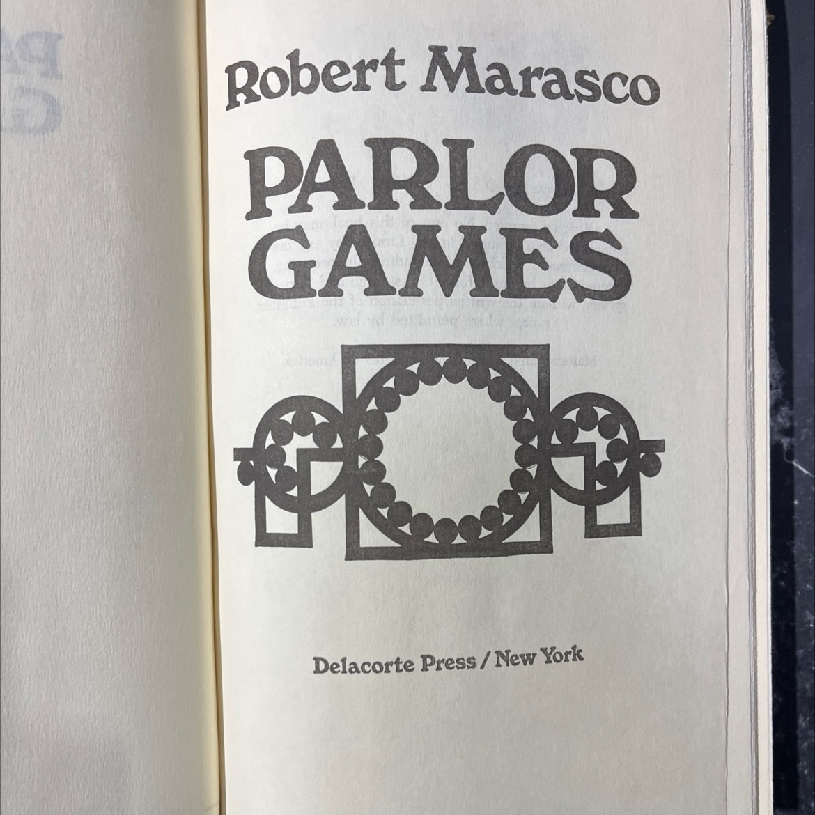 parlor games book, by Robert Marasco, 1979 Hardcover image 2