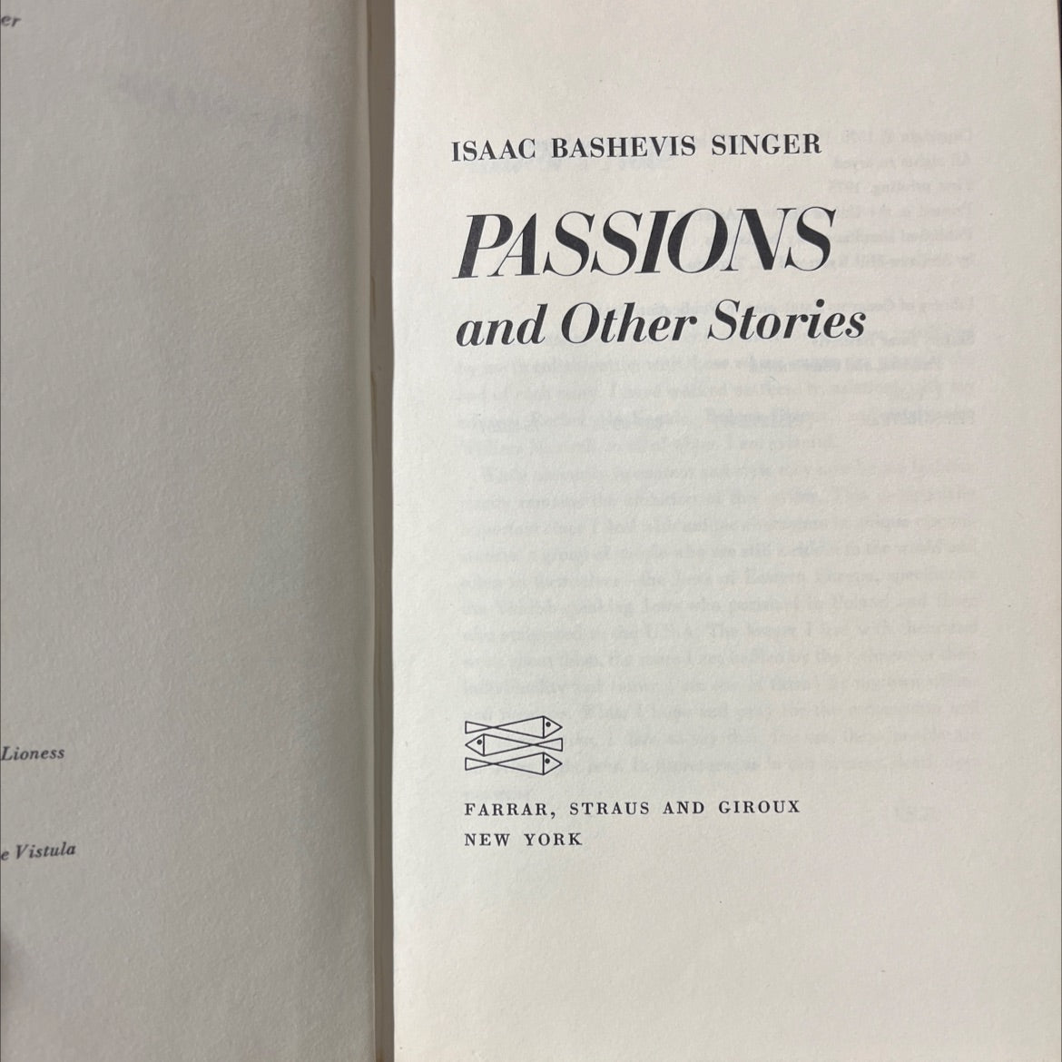 passions and other stories book, by isaac bashevis singer, 1975 Hardcover image 2