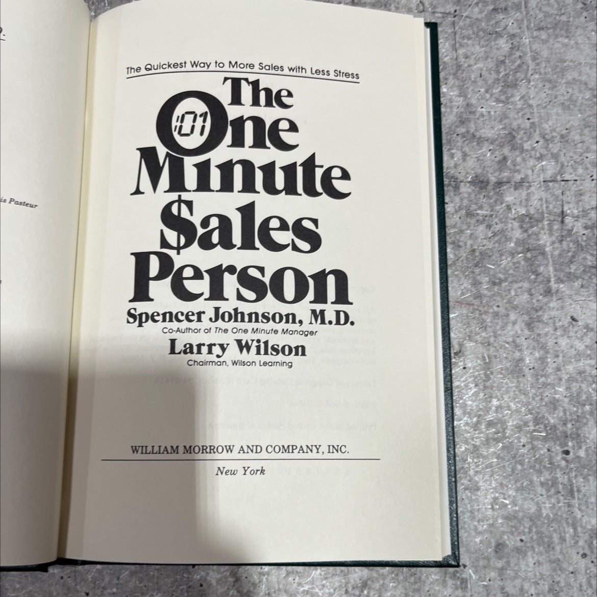 pasteur the quickest way to more sales with less stress the one minute sales person book, by spencer johnson, m.d. and image 2
