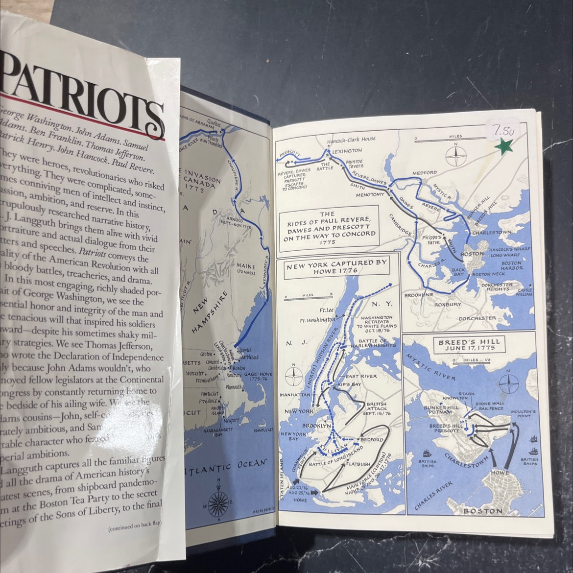 patriots book, by A. J. Langguth, 1988 Hardcover image 4