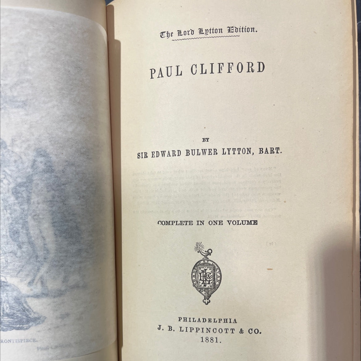 paul clifford book, by sir edward bulwer lytton, bart, 1881 Hardcover image 2