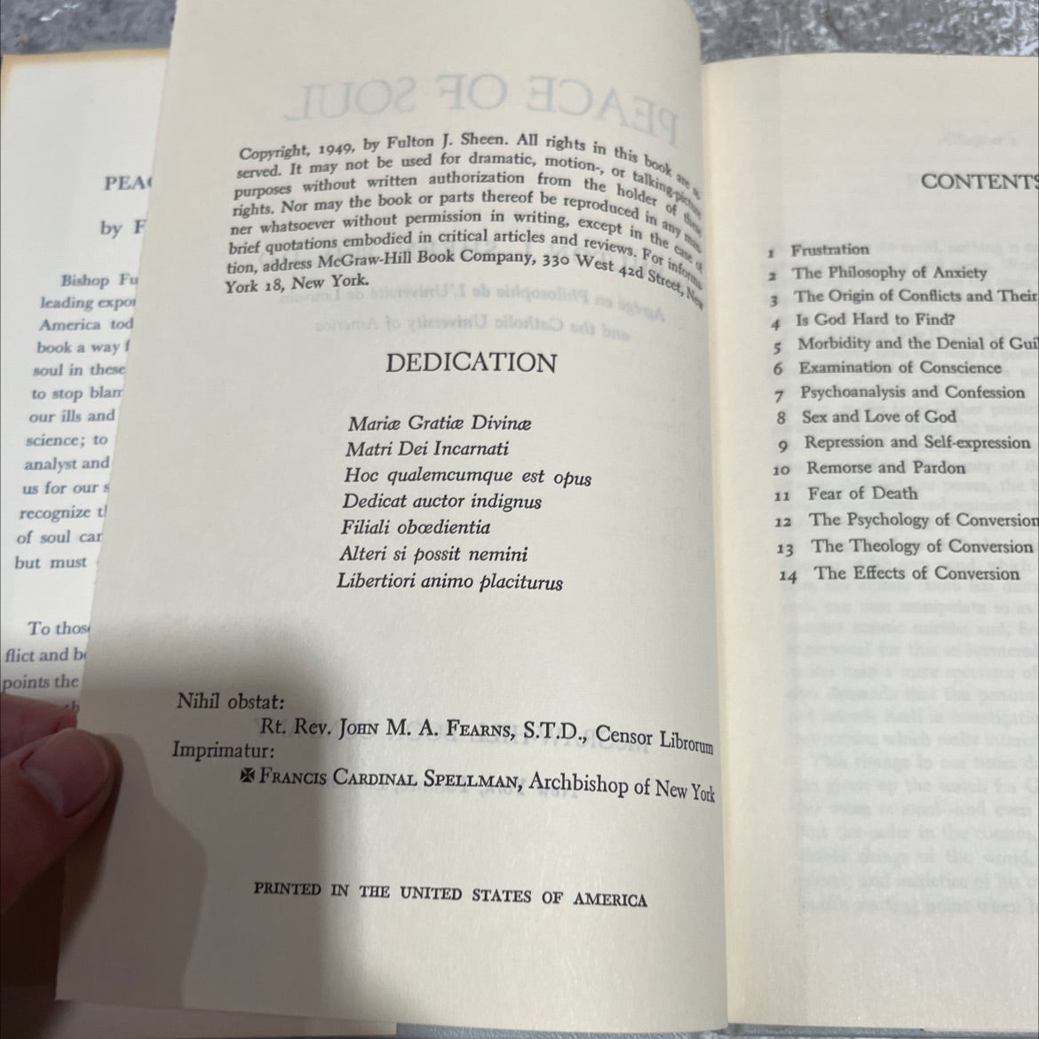 peace of soul book, by fulton j. sheen, 1949 Hardcover image 3
