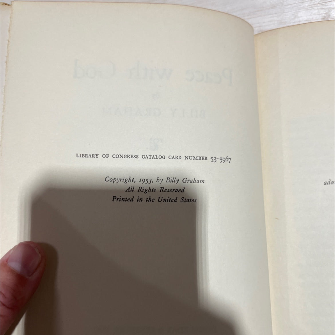peace with god book, by billy graham, 1953 Hardcover image 3