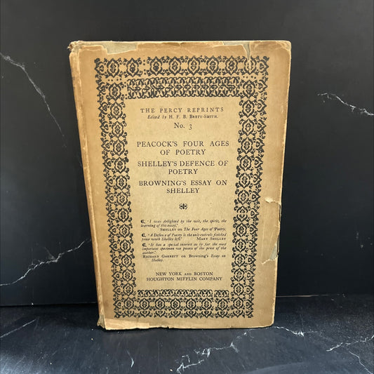 peacock's four ages of poetry shelley's defence of poetry browning's essay on shelley book, by h. f. b. brett-smith, image 1