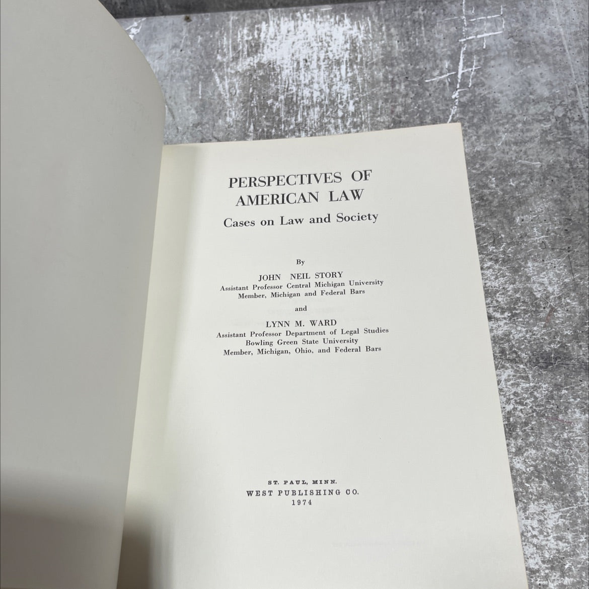perspectives of american law cases on law and society book, by john neil story, lynn m. ward, 1974 Hardcover image 2
