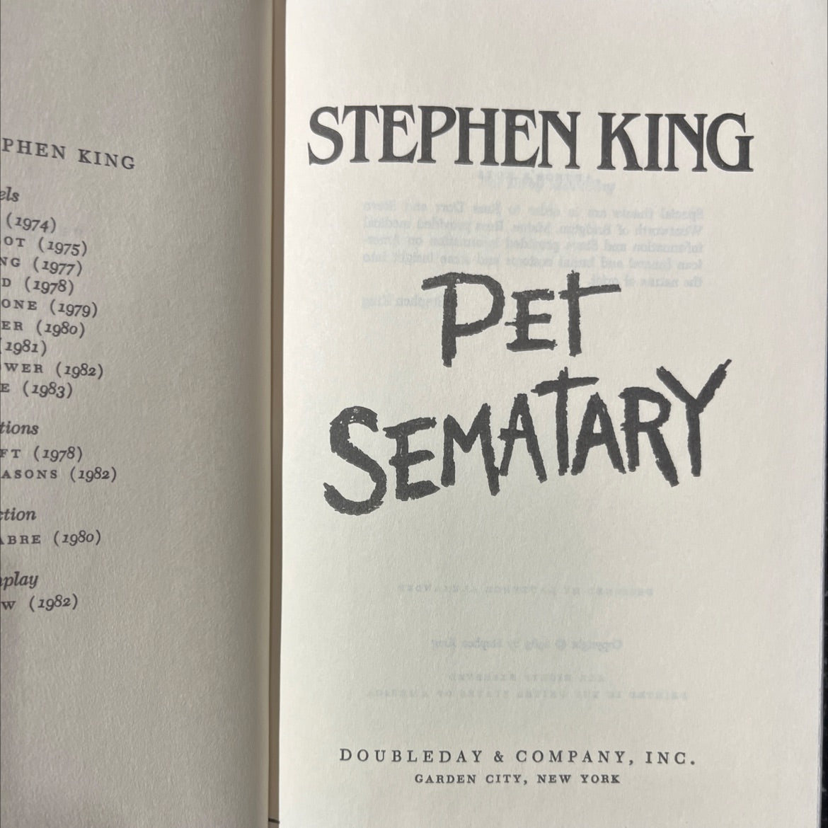 pet sematary book, by stephen king, 1983 Hardcover image 2