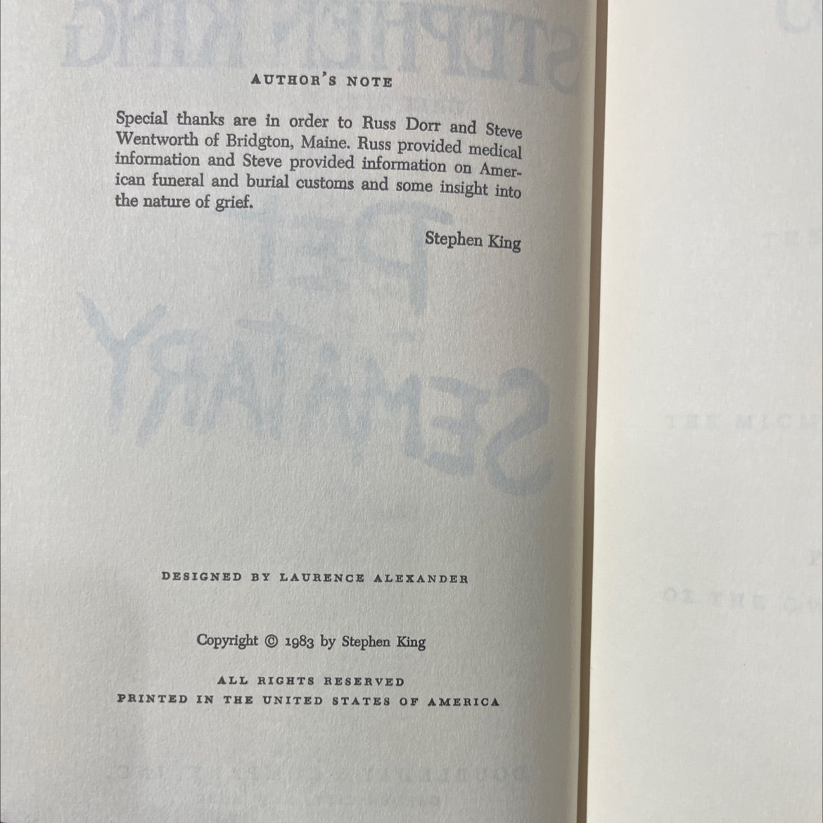 pet sematary book, by stephen king, 1983 Hardcover image 3