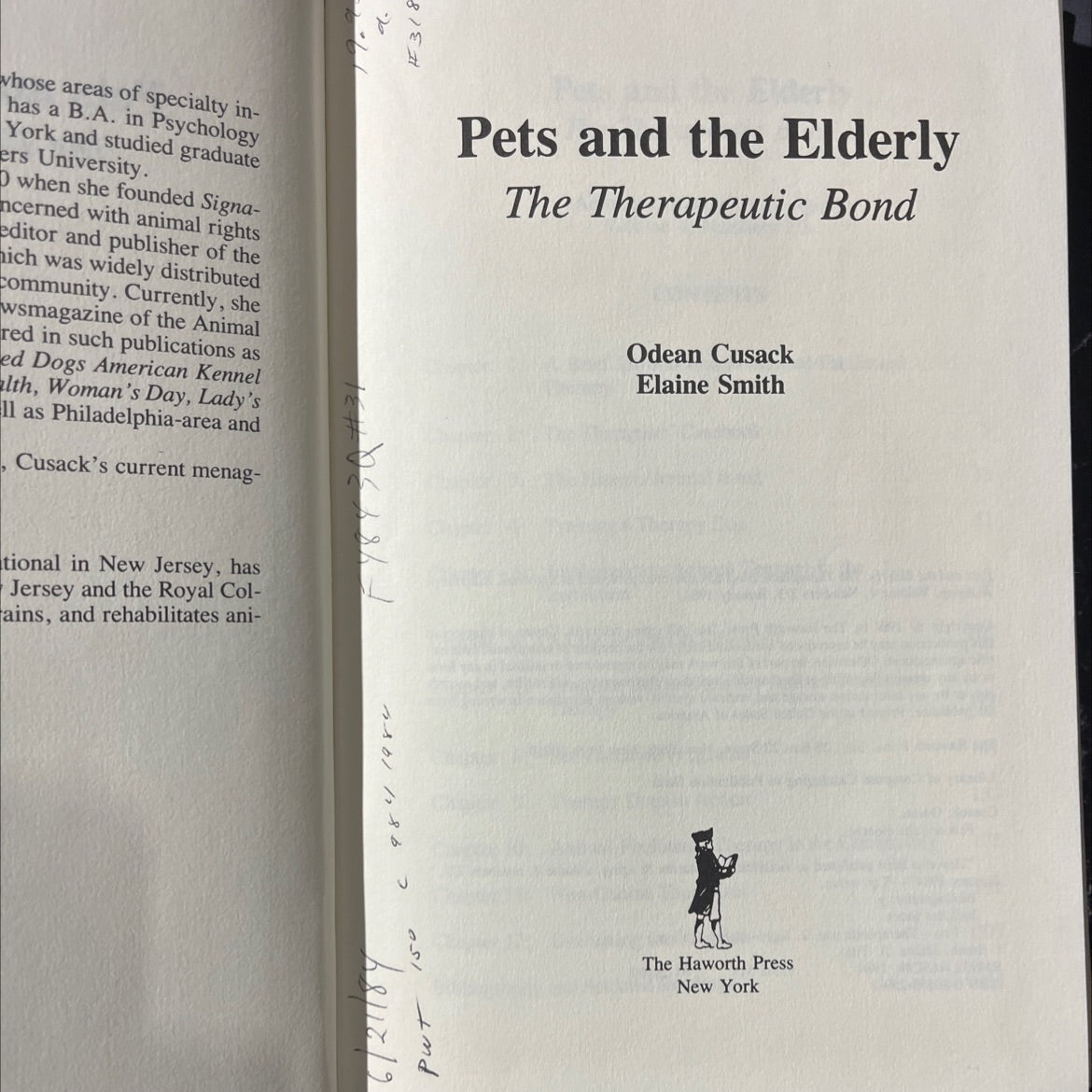 pets and the elderly: the therapeutic bond book, by odean cusack, elaine smith, 1984 Hardcover image 2
