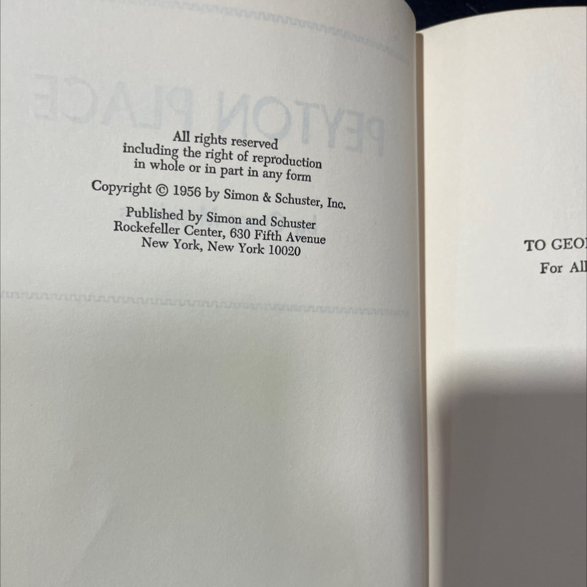 peyton place book, by grace metalious, 1956 Hardcover, Vintage image 3