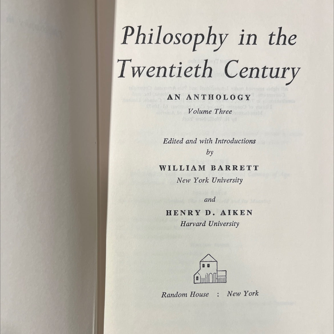 philosophy in the twentieth century st001-15 an anthology volume three a book, by william barrett and henry d. aiken, image 2