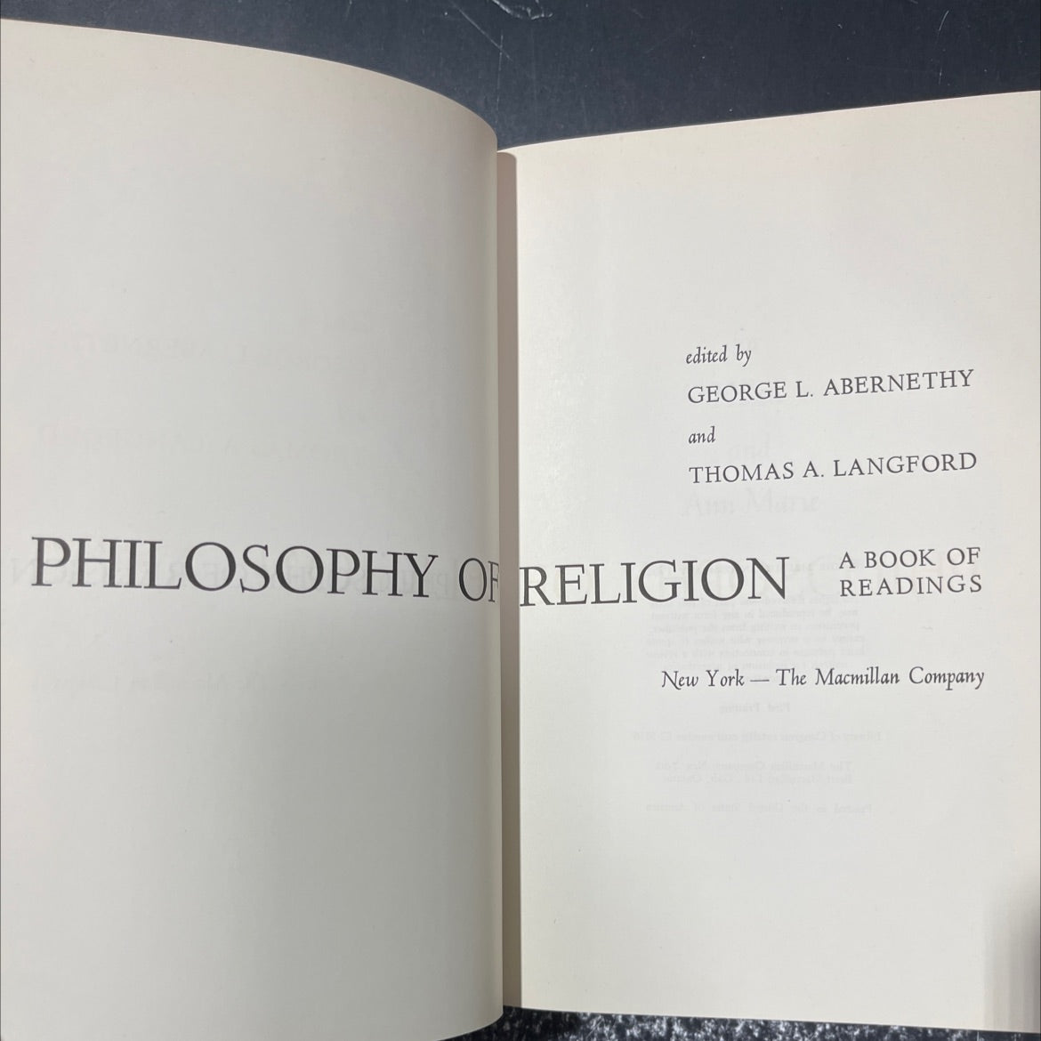 philosophy of religion a book of readings book, by george l. abernethy, thomas a. langford, 1962 Hardcover image 2