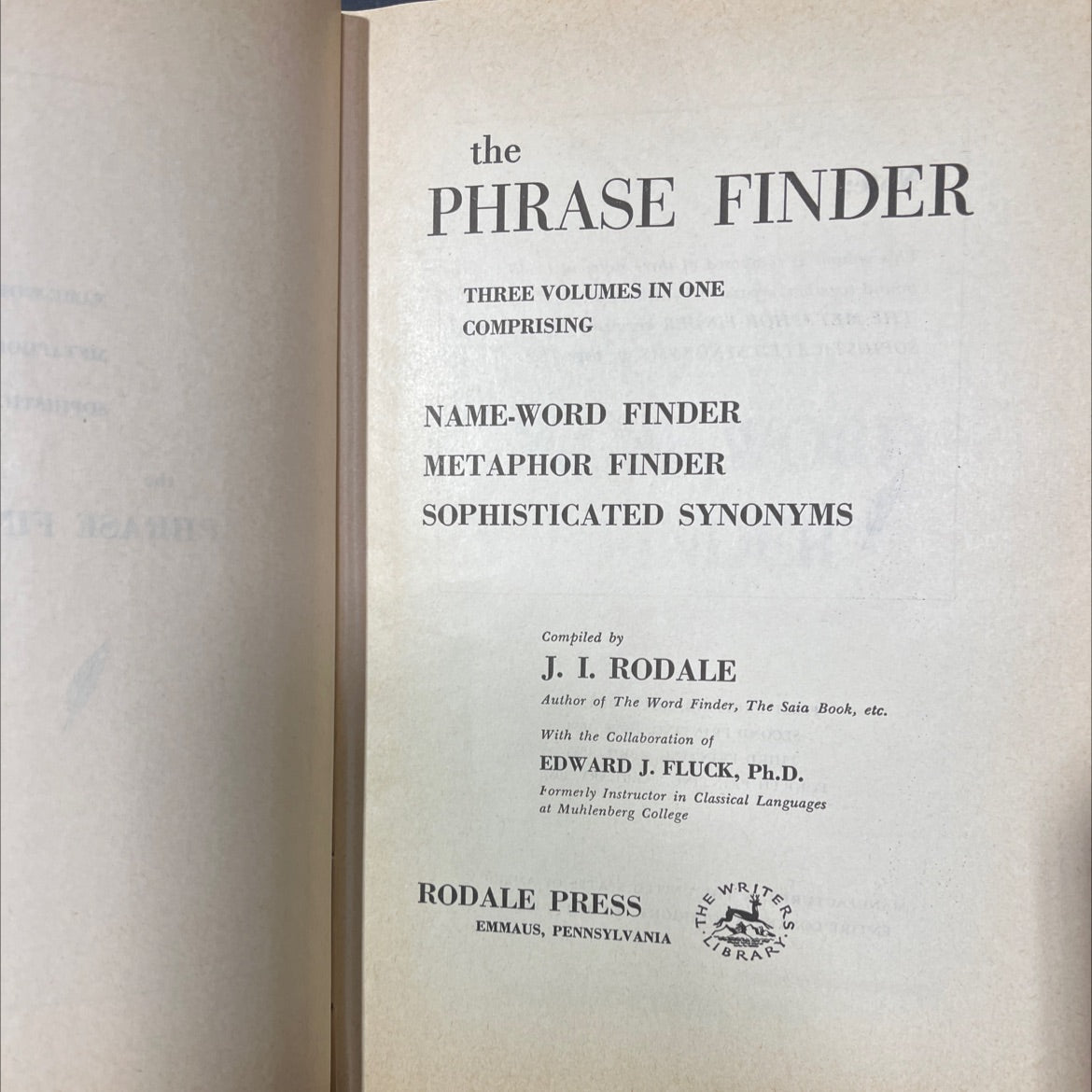 phrase finder three volumes in one comprising name-word finder metaphor finder sophisticated synonyms book, by J. I. image 2