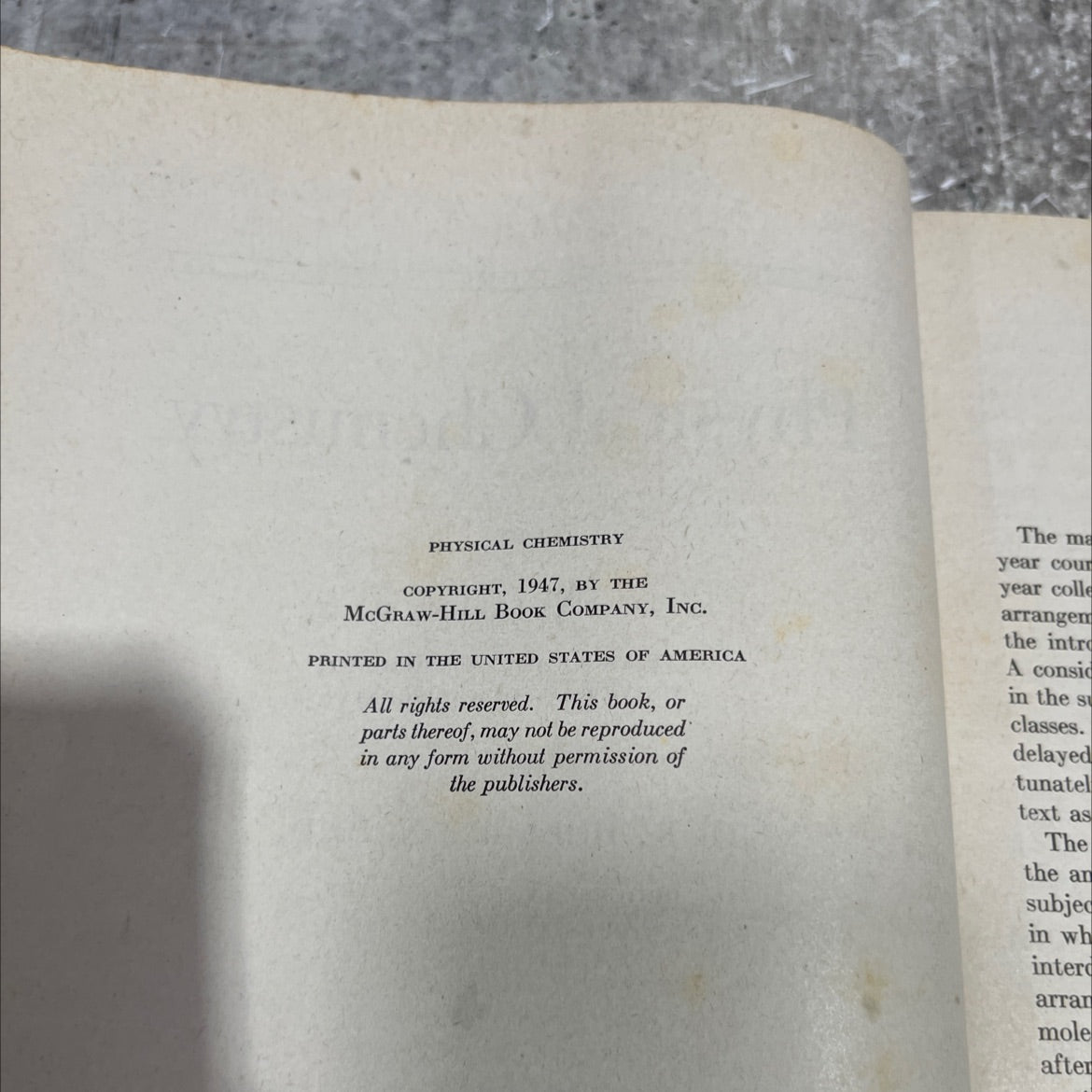 physical chemistry book, by e. d. eastman, ph.d. and g. k. rollefson, ph.d., 1947 Hardcover image 3