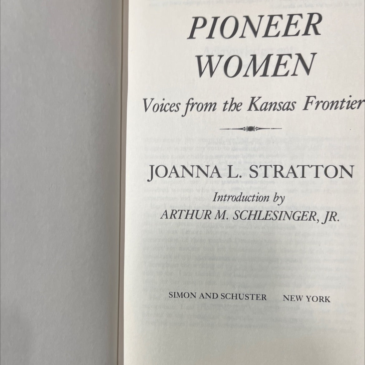 pioneer women voices from the kansas frontier book, by joanna l. stratton, 1981 Hardcover image 2