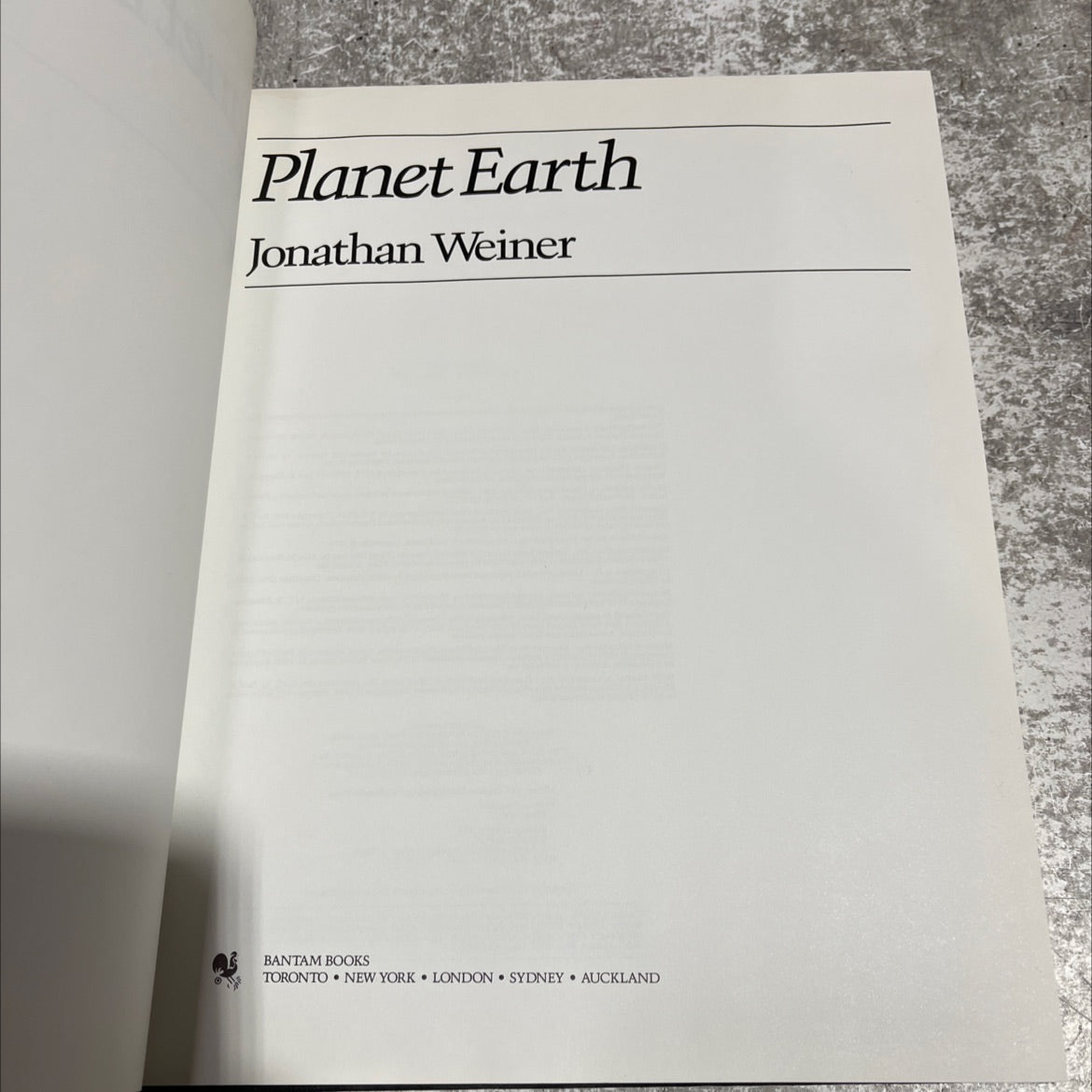 planet earth book, by jonathan weiner, 1986 Hardcover image 2