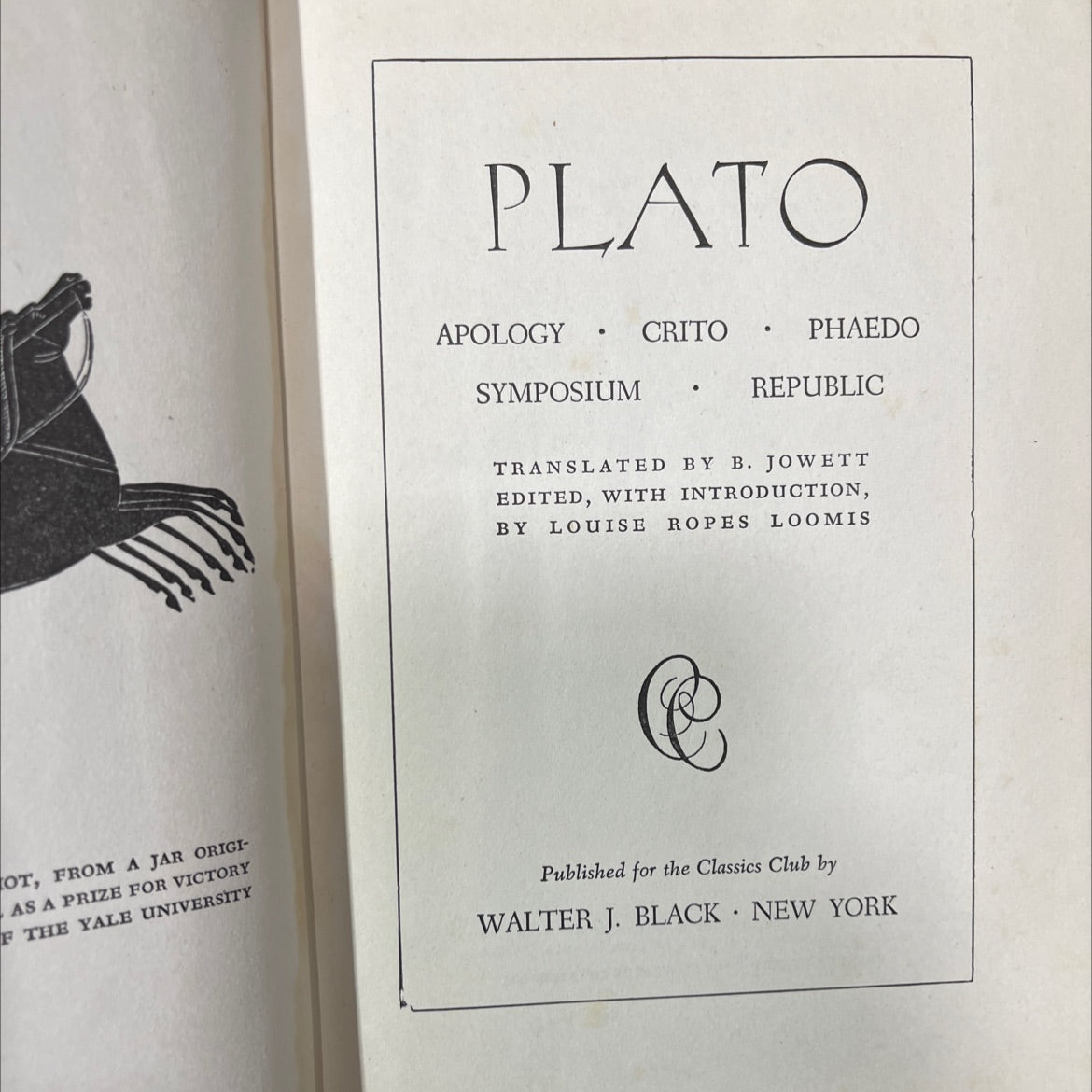 plato's apology, crito, phaedo, symposium, republic book, by plato, 1942 Hardcover image 2