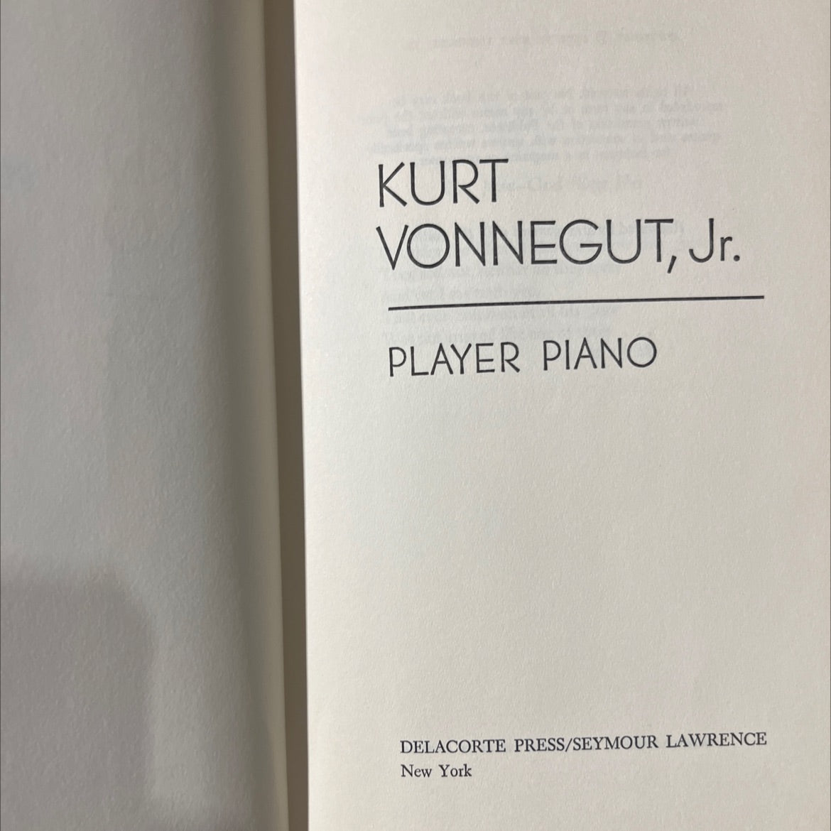 player piano book, by kurt vonnegut, jr., 1952 Hardcover image 2