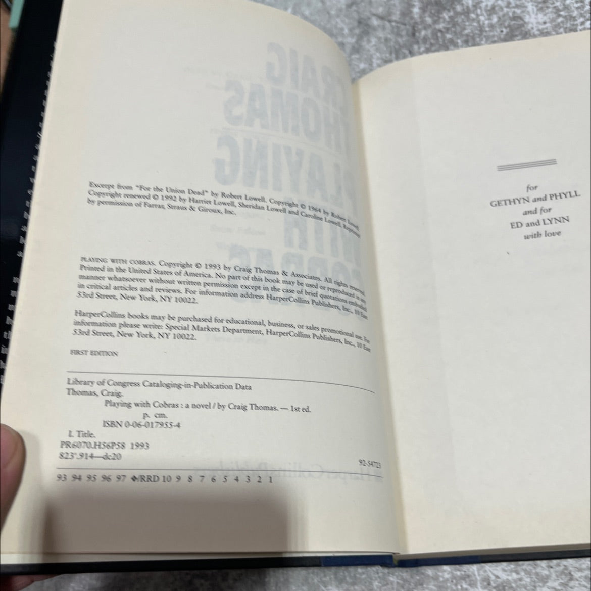 playing with cobras book, by craig thomas, 1993 Hardcover image 3