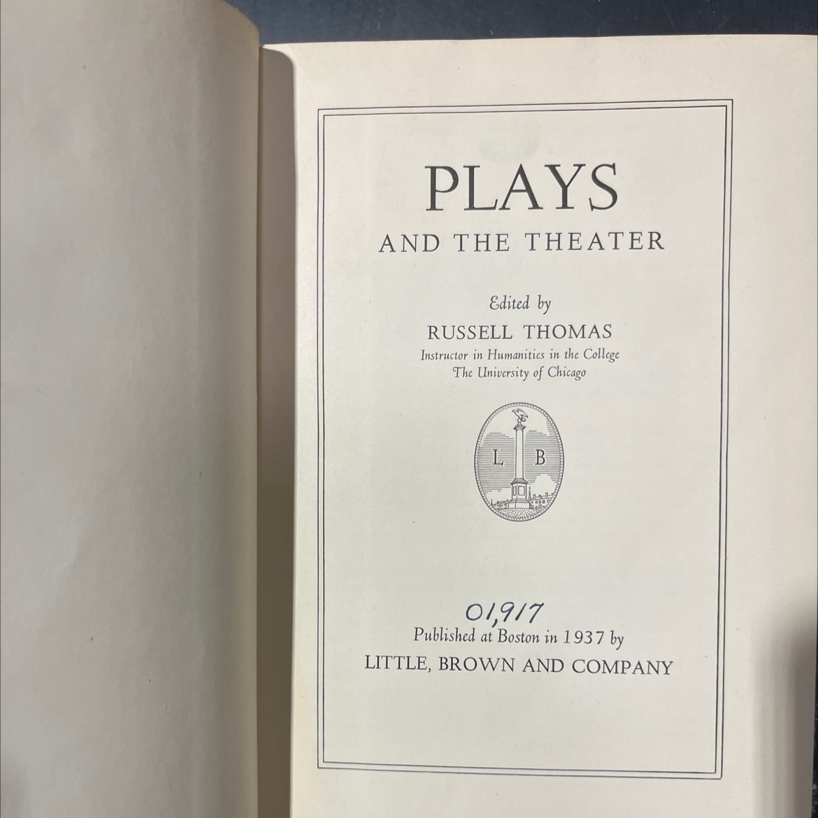 plays and the theater book, by russell thomas, 1937 Hardcover image 2