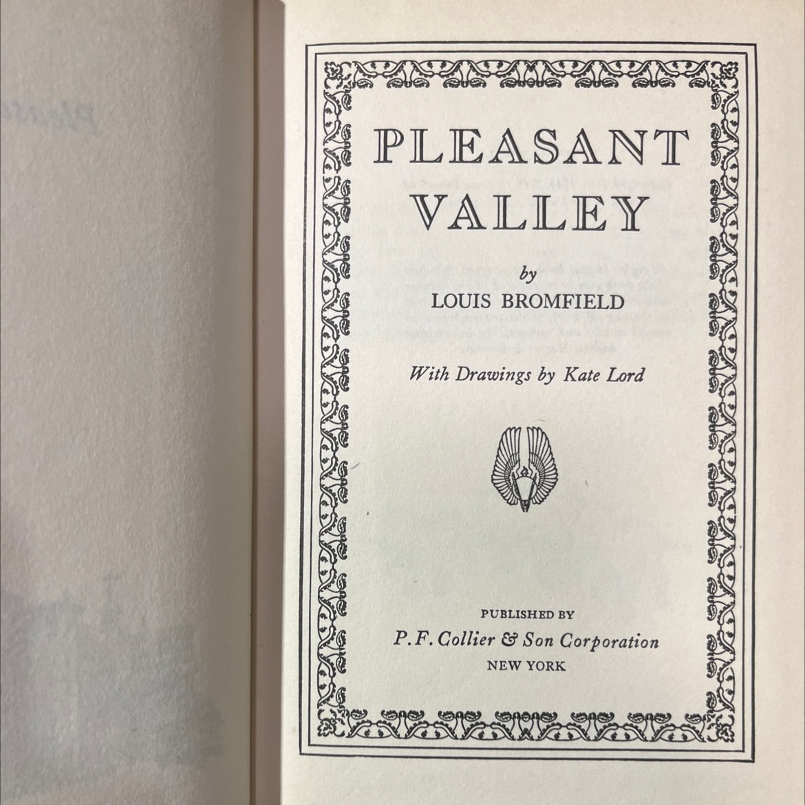 pleasant valley book, by louis bromfield, 1945 Hardcover image 2