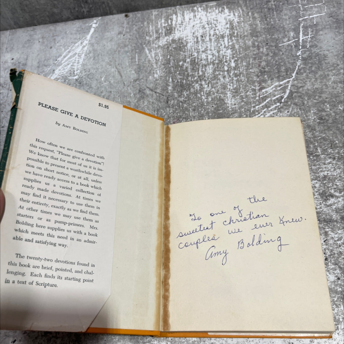 SIGNED please give a devotion book, by amy bolding baker, 1963 Hardcover, First Edition image 4