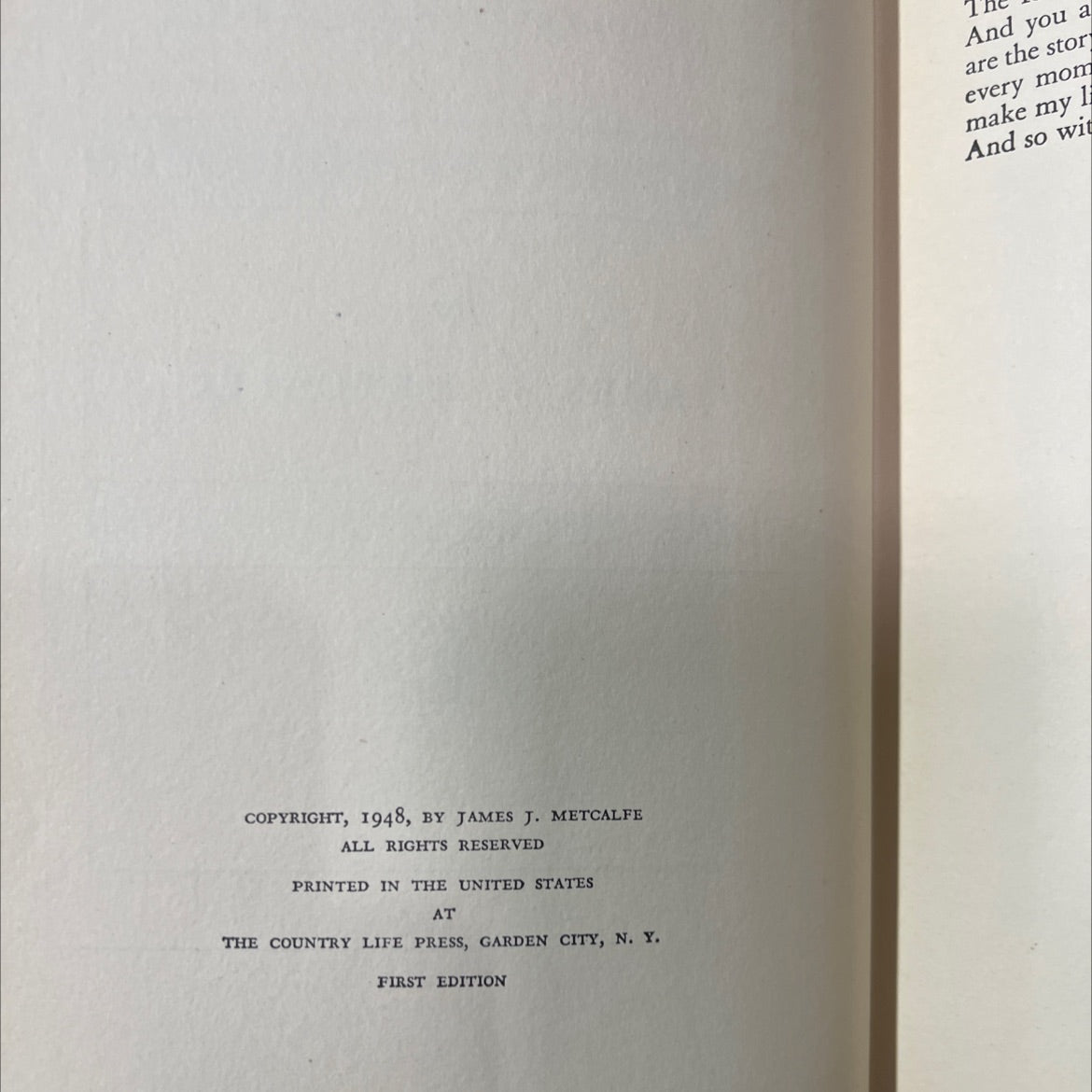 SIGNED poem portraits a collection of verse book, by james j. metcalfe, 1948 Hardcover, First Edition, Vintage image 3