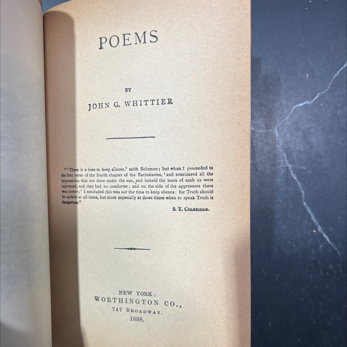 poems book, by john g. whittier, 1888 Hardcover image 2