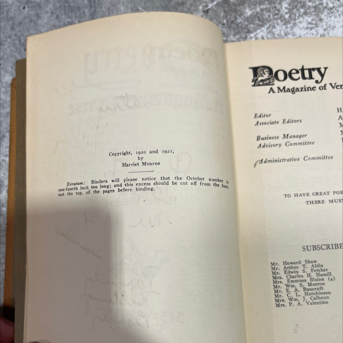 poetry. a magazine of verse volume xvii october-march, 1920-21 book, by Harriet Monroe, 1921 Hardcover image 3