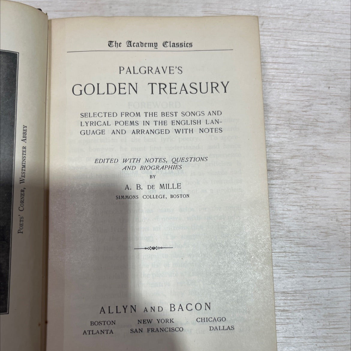 poets' corner, westminster abbey book, by a. b. de mille, 1930 Hardcover image 2