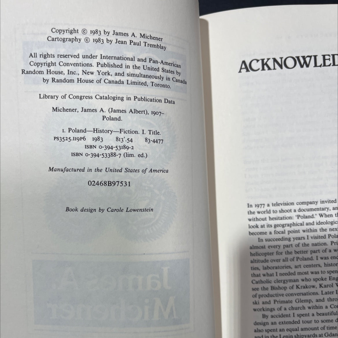 poland book, by james a. michener, 1983 Hardcover image 3