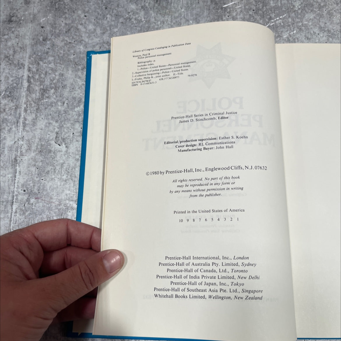 police personnel management book, by Paul B. Weston, Philip K. Fraley, 1980 Hardcover image 3