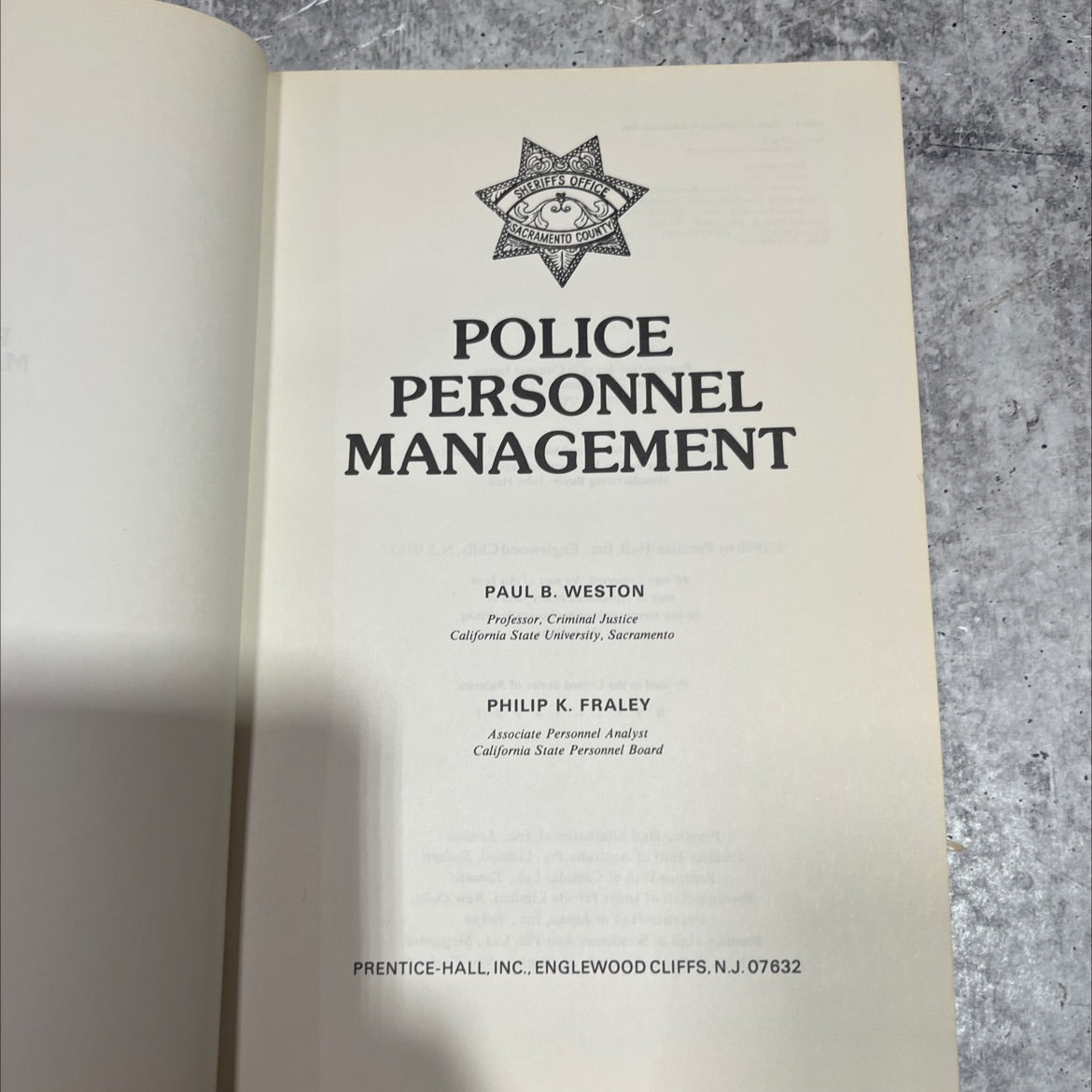 police personnel management book, by Paul B. Weston, Philip K. Fraley, 1980 Hardcover image 2