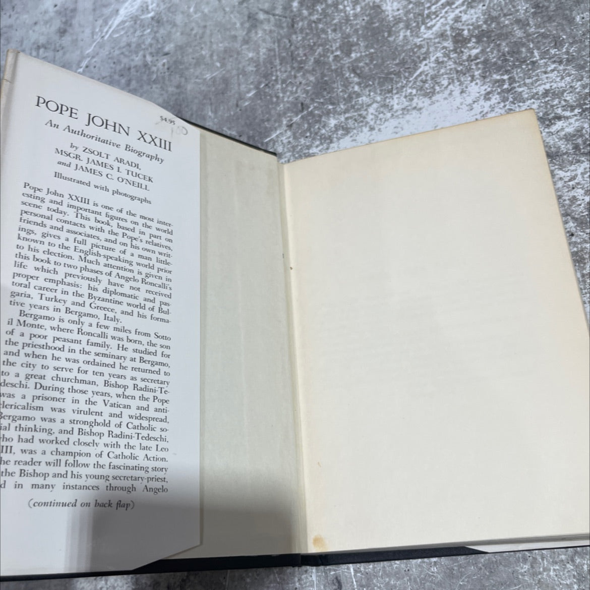 pope john xxiii an authoritative biography book, by zsolt aradi, msgr. james i. tucek, james c. o'neill, 1960 Hardcover image 4