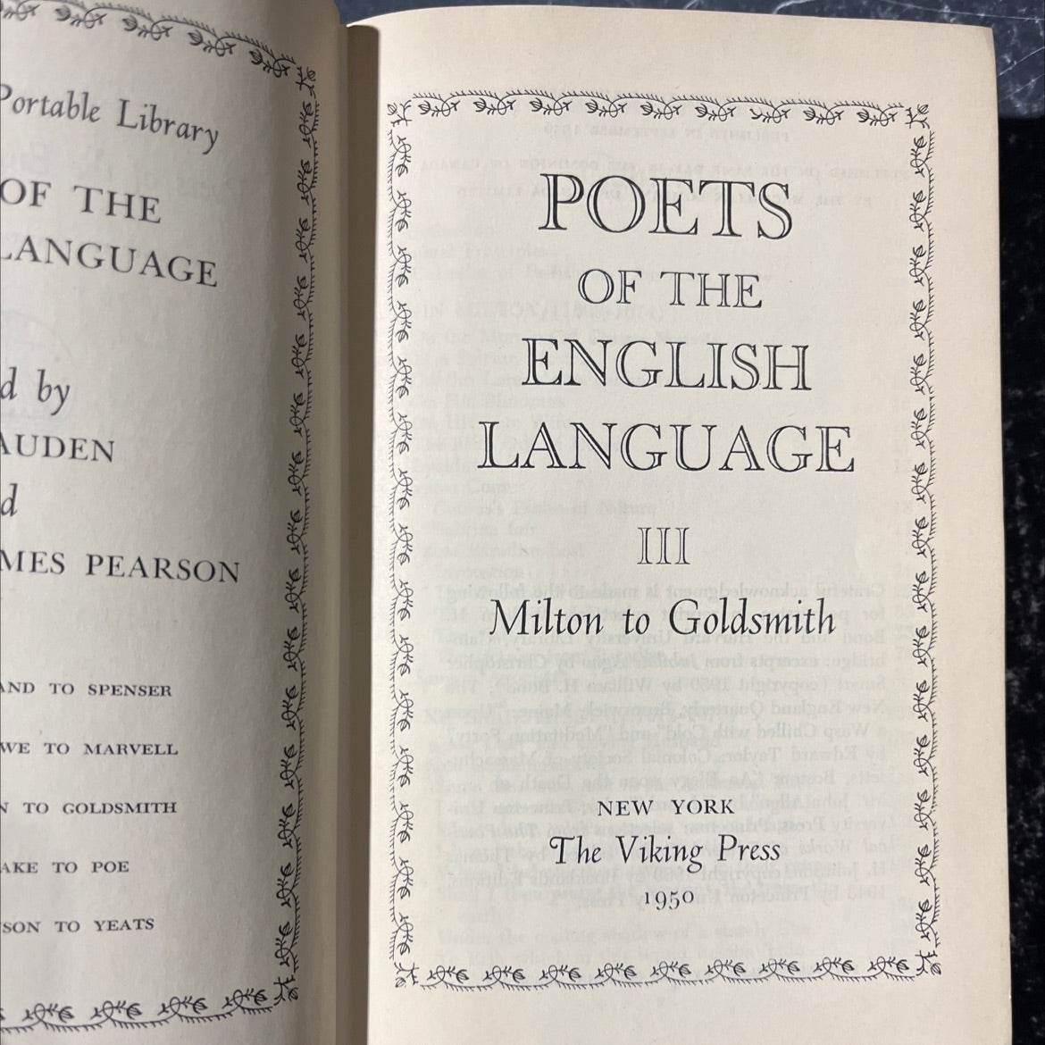 portable library of the language d book, by auden d mes pearson, 1950 Hardcover image 2