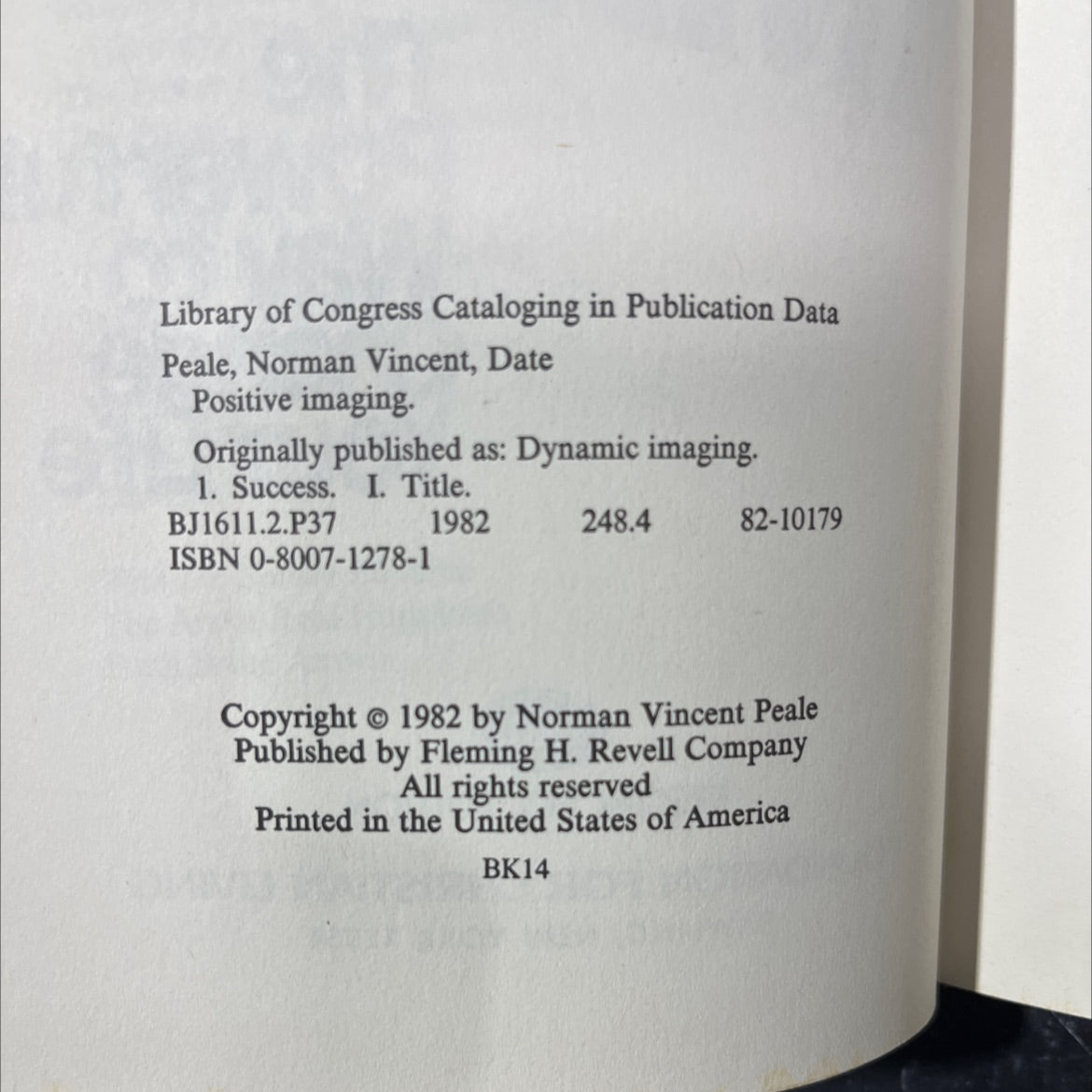 positive imaging book, by Norman Vincent Peale, 1982 Hardcover image 3