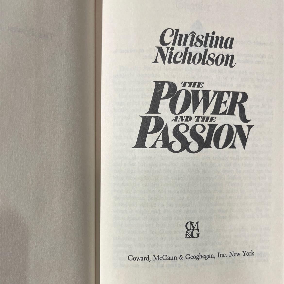 power and the passion book, by Christina Nicholson, 1977 Hardcover image 2