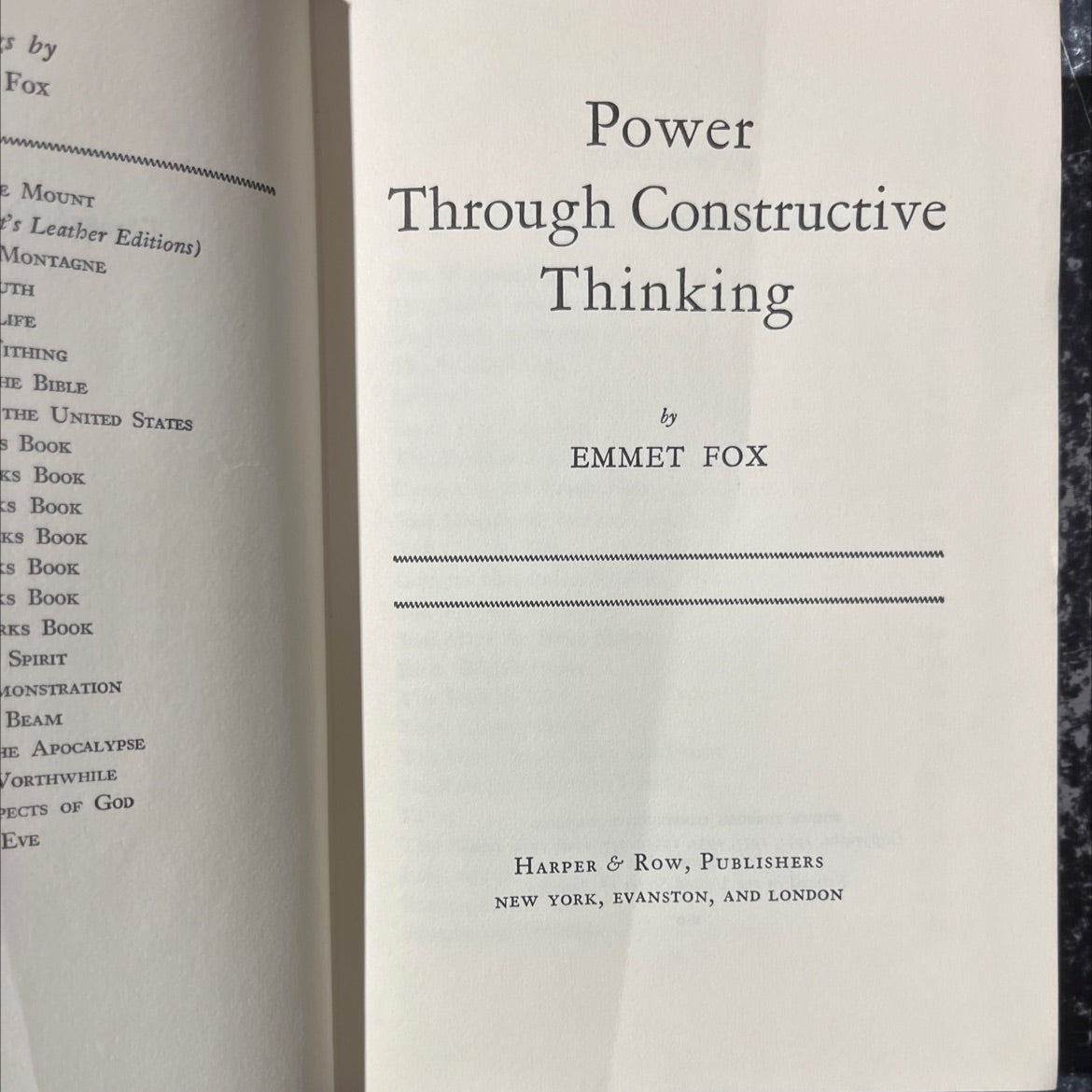 power through constructive thinking book, by emmet fox, 1940 Hardcover image 2