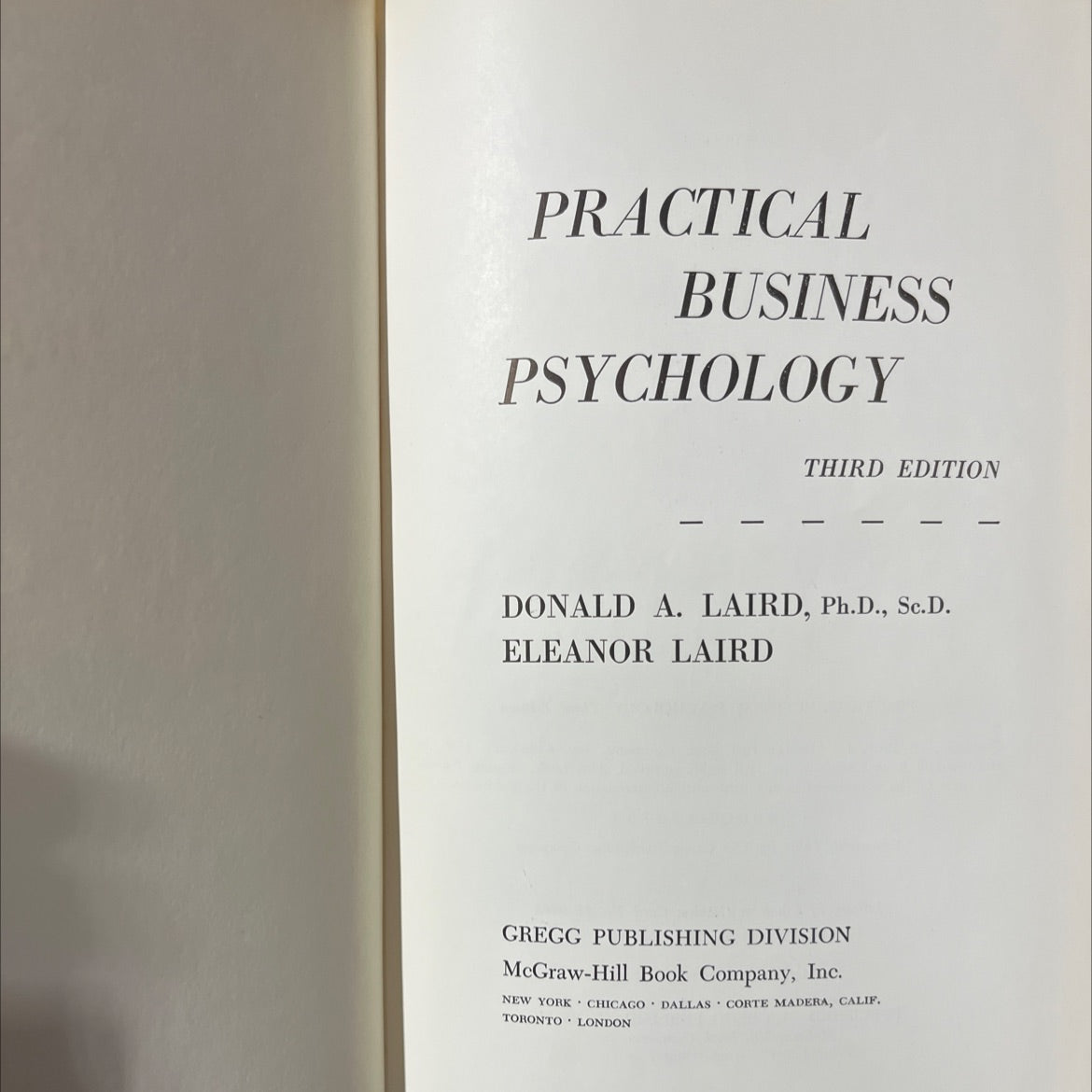 practical business psychology third edition book, by donald a. laird, ph.d., sc.d., eleanor laird, 1961 Hardcover image 2
