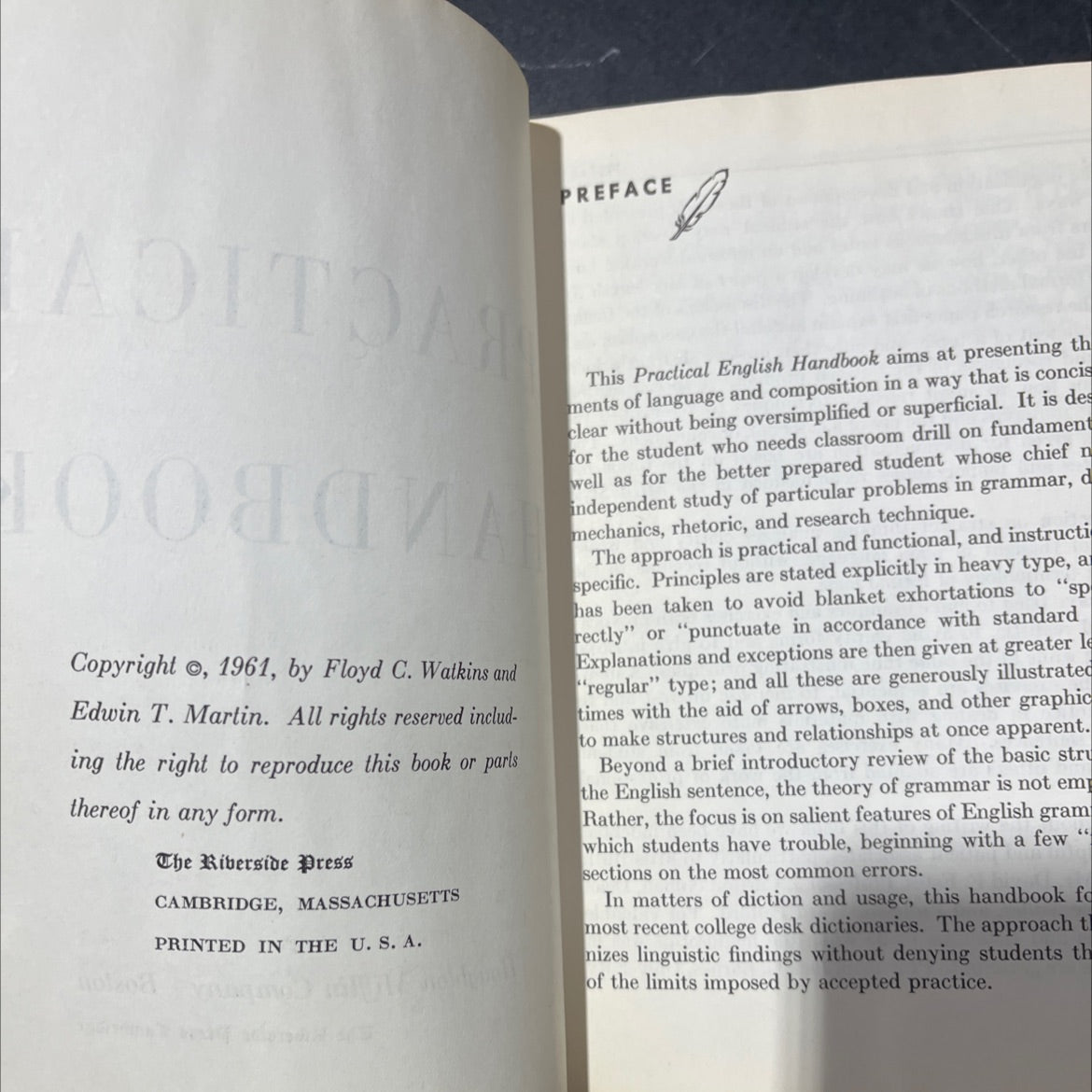 practical english handbook book, by Floyd C. Watkins, Edwin T. Martin, 1961 Hardcover image 3