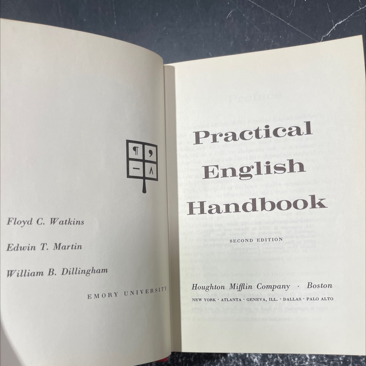 practical english handbook book, by floyd c. watkins, edwin t. martin, william b. dillingham, 1965 Hardcover image 2