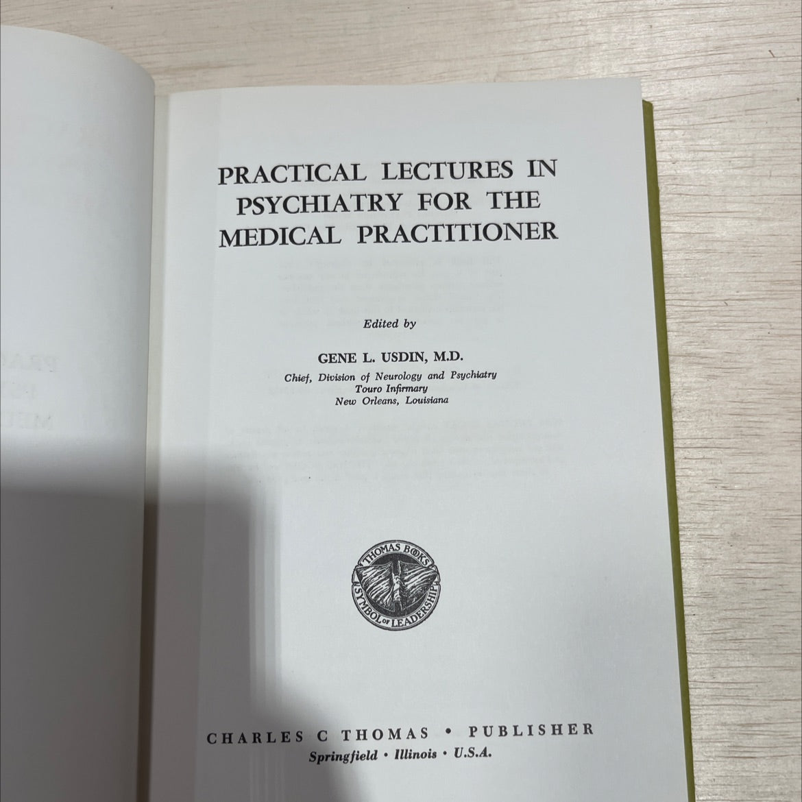 practical lectures in psychiatry for the medical practitioner book, by gene l. usdin, m.d., 1966 Hardcover image 2