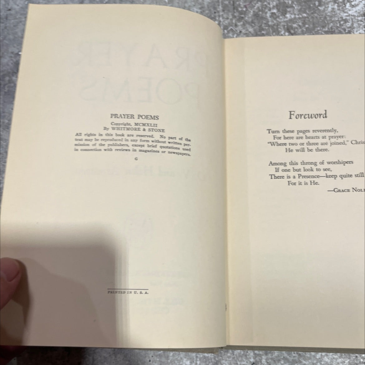prayer poems book, by O. V. and Helen Armstrong, 1942 Hardcover image 3