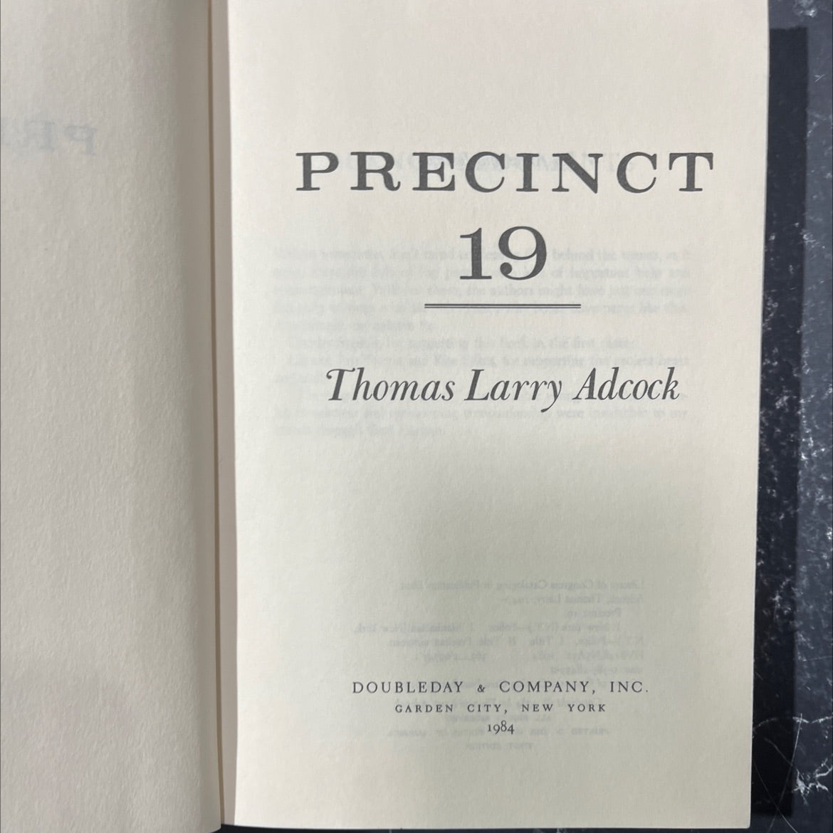 precinct 19 book, by Thomas Larry Adcock, 1984 Hardcover image 2