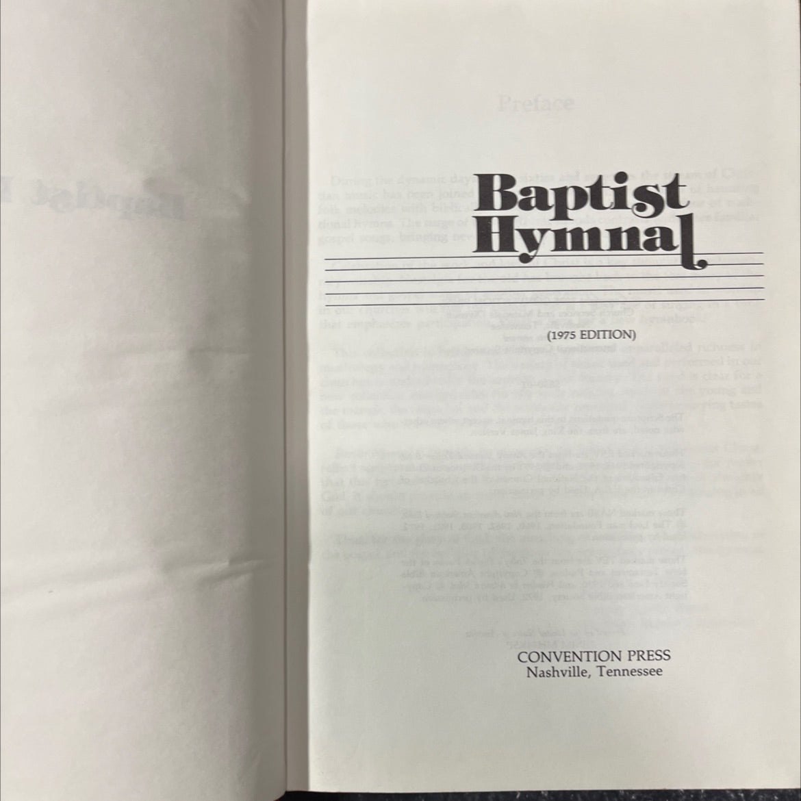 preface baptist hymnal book, by convention press, 1975 Hardcover image 2