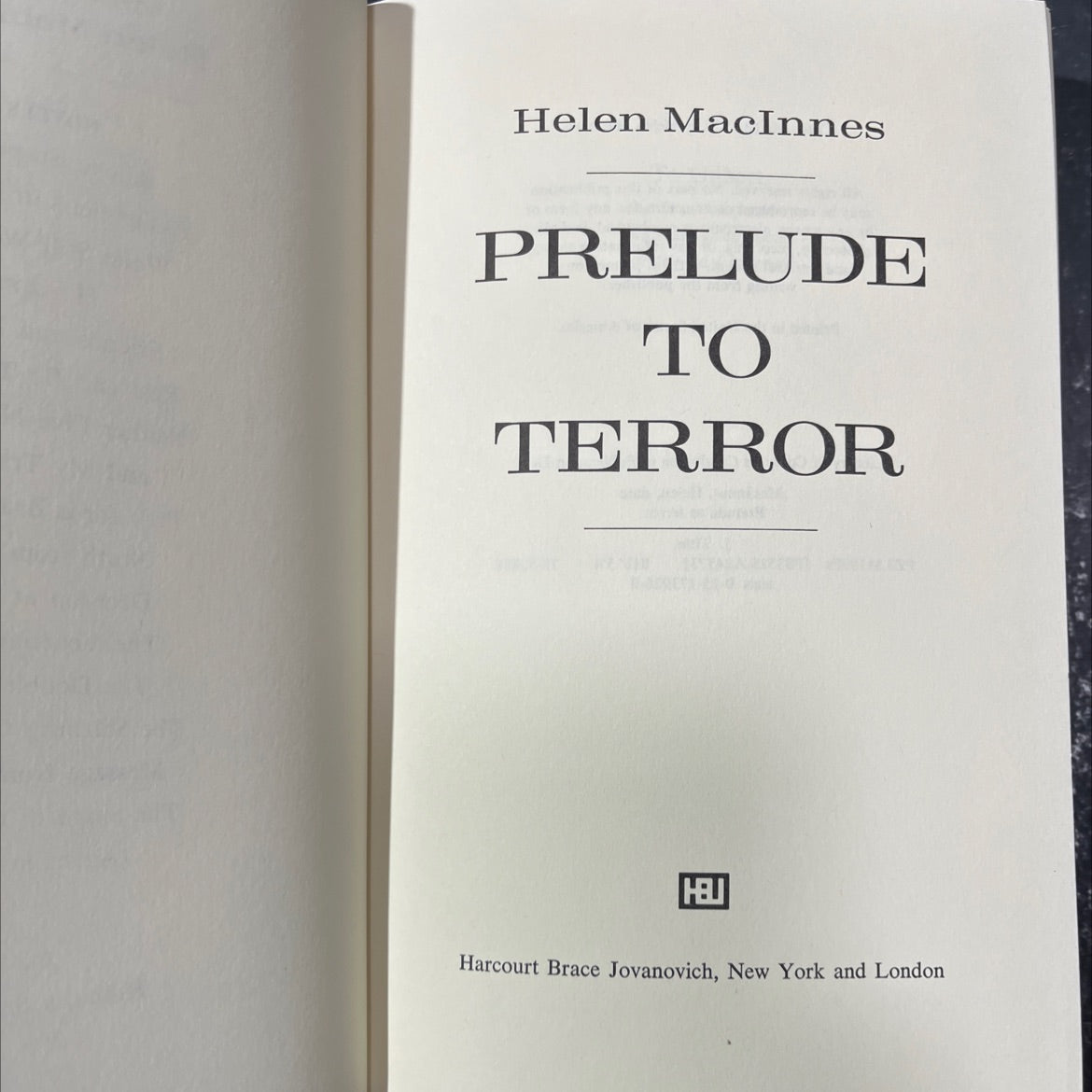 prelude to terror book, by Helen MacInnes, 1978 Hardcover image 2
