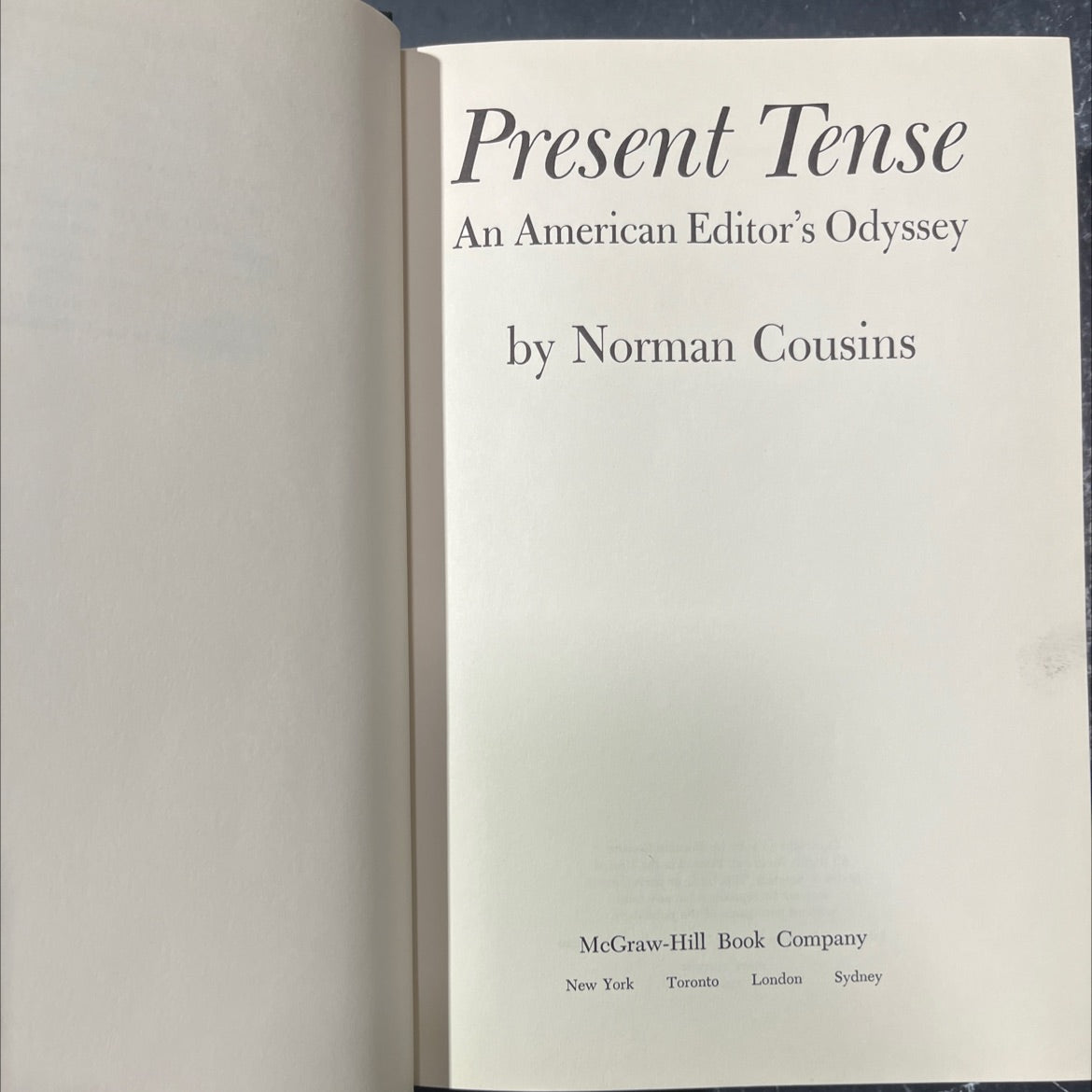 present tense an american editor's odyssey book, by norman cousins, 1967 Hardcover image 2