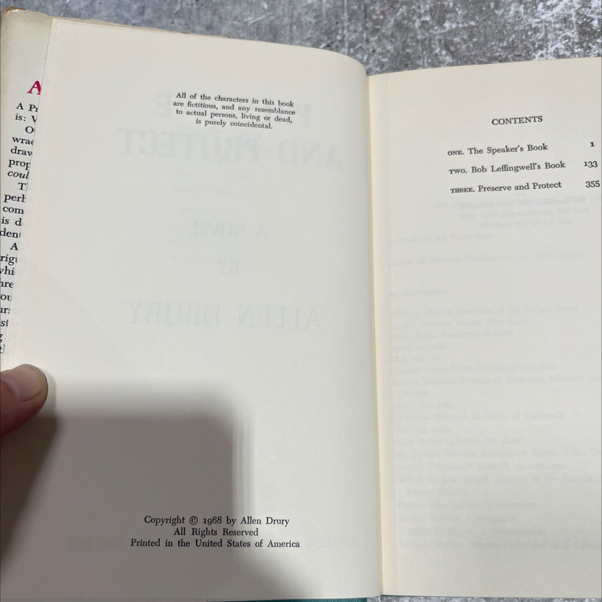 preserve and protect book, by allen drury, 1968 Hardcover image 3