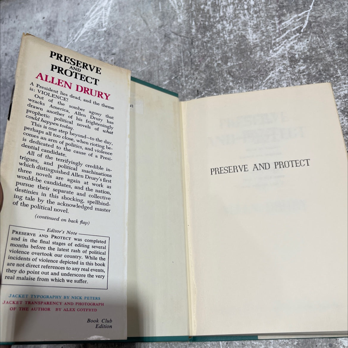 preserve and protect book, by allen drury, 1968 Hardcover image 4