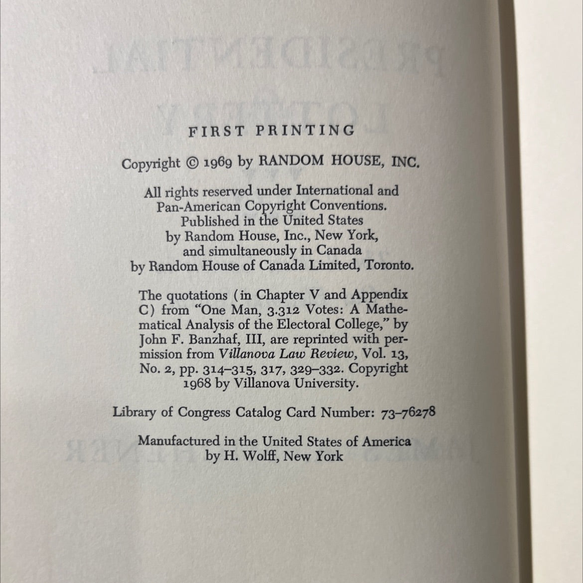 presidential lottery the reckless gamble in our electoral system book, by james a. michener, 1969 Hardcover image 3